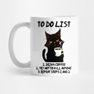 Black Cat To Do List Mug